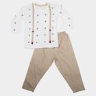Infants' Beige Round Neck Printed Baba Suit, Beige, small