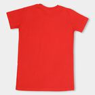 Boys Bright Cherry Red Round Neck Casual Half Sleeve T-Shirt, Red, small image number null