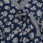 Girls' Deep Navy Blue Wrap-Style Floral Printed Kurta and Palazzo Fusion Set, Navy Blue, small