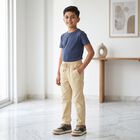 Boys' Beige Regular Fit Cargo Trousers, गहरा पीला, small