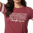 Women's Purple Round Neck Regular T-Shirt, Purple, small