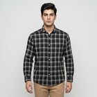 Men's Black Cotton Checked Casual Shirt, Black, small