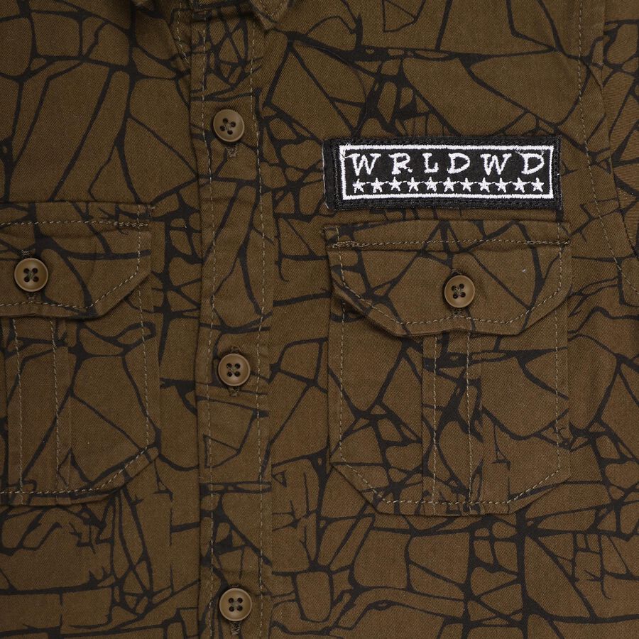 Boys' 100% Cotton Casual Shirt, Olive, large image number null