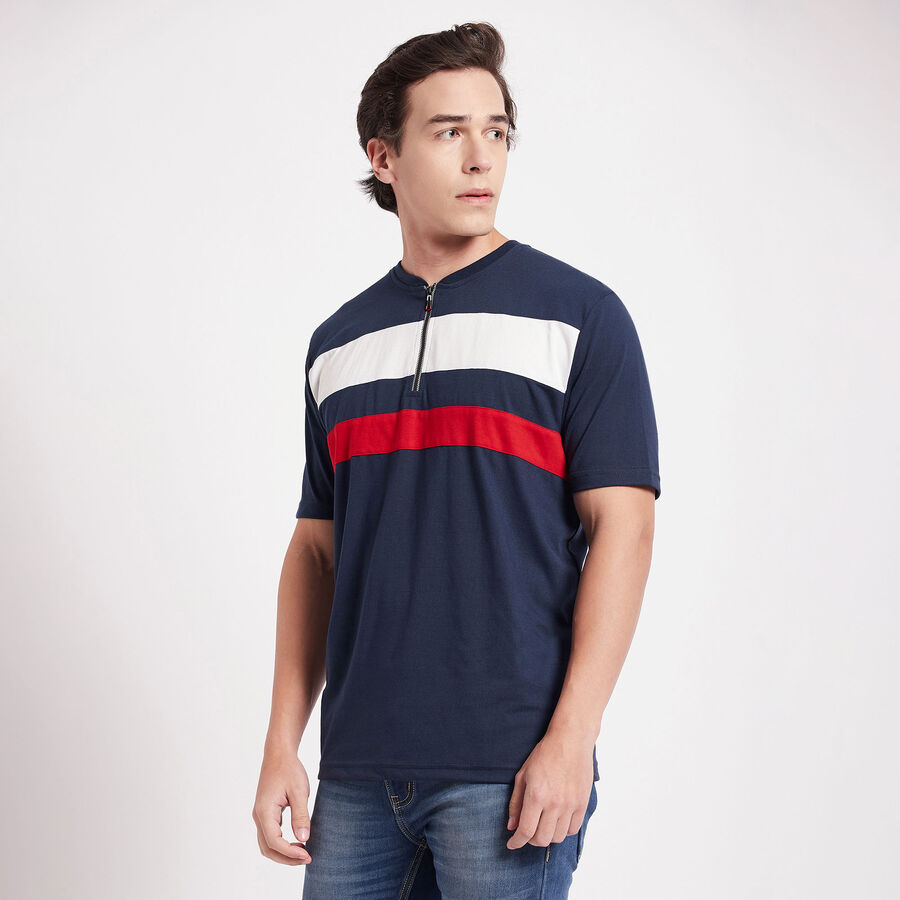 Stripes Henley T-Shirt, नेवी ब्लू, large image number null