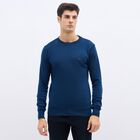 Men's Deep Navy Blue Crew Neck Solid Pullover, Teal Blue, small image number null