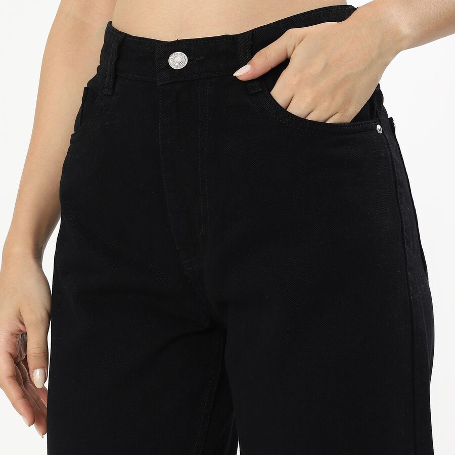 Women's Jet Black Wide-Leg High-Rise Jeans, Black, large image number null