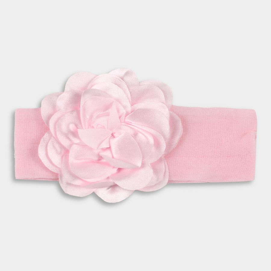 Infants' Soft Pink Layered Floral Party Frock with Headband, Light Pink, large image number null
