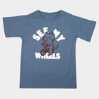 Boys Blue Cotton Round Neck Regular Boys T-Shirt, मध्यम नीला, small