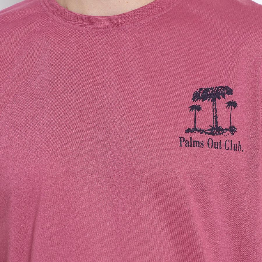 Men's Round Neck Half Sleeves T-Shirt , Coral, large image number null