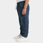 Boys Blue Jogger Fit Utility Pocket Jeans, मध्यम नीला, small
