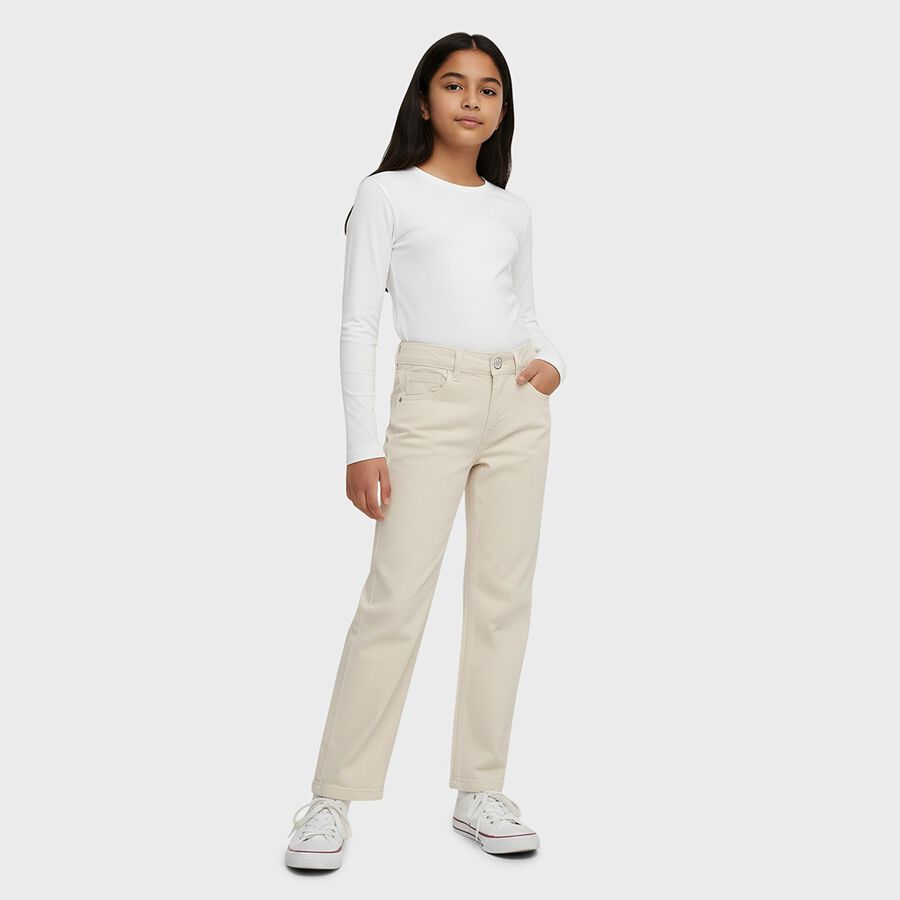 Girls' Beige Regular Fit Jeans, गहरा पीला, large
