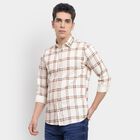 Men's 100% Cotton Casual Shirt , ऑफ व्हाइट, small