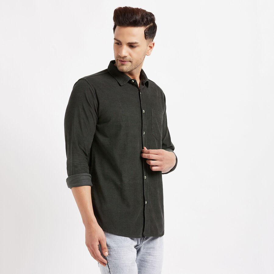 Cotton Solid Casual Shirt, Olive, large image number null