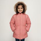 Girls Light Pink Hooded Casual Jacket, हल्का गुलाबी, small image number null