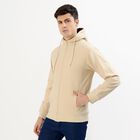Men's Light Beige Hooded Casual Sweatshirt, गहरा पीला, small image number null