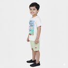 Boys White 100% Cotton Crew Neck Graphic Print Baba Suit, ऑफ व्हाइट, small