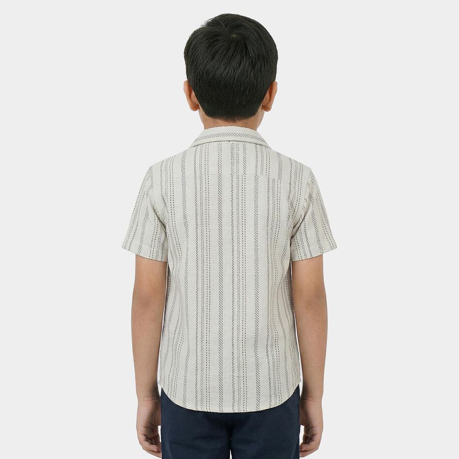 Boys Off-White Cotton Classic Casual Shirt, ऑफ व्हाइट, large