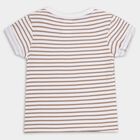 Infants' Beige Cotton Round Neck Striped Baba Suit, Beige, small