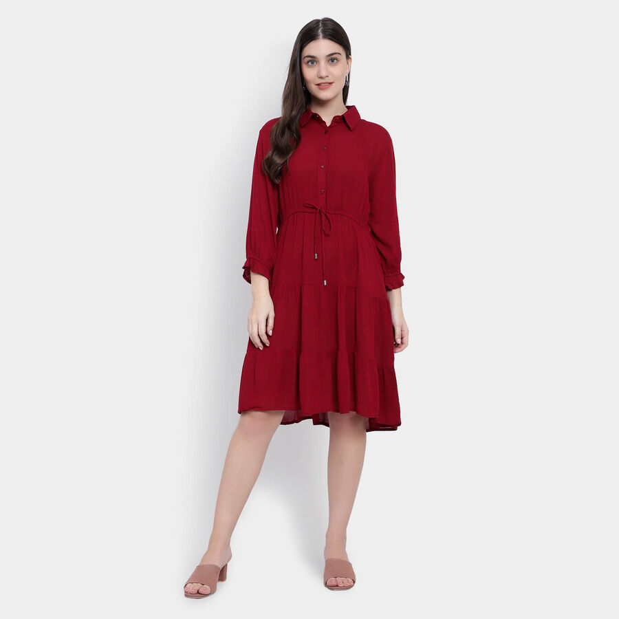 Solid Dress, वाइन, large image number null