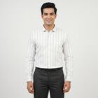 Men White Classic Formal Shirt, White, small