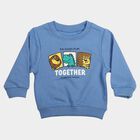 Infants Blue Crew Neck Graphic Print Sweatshirt, Mid Blue, small