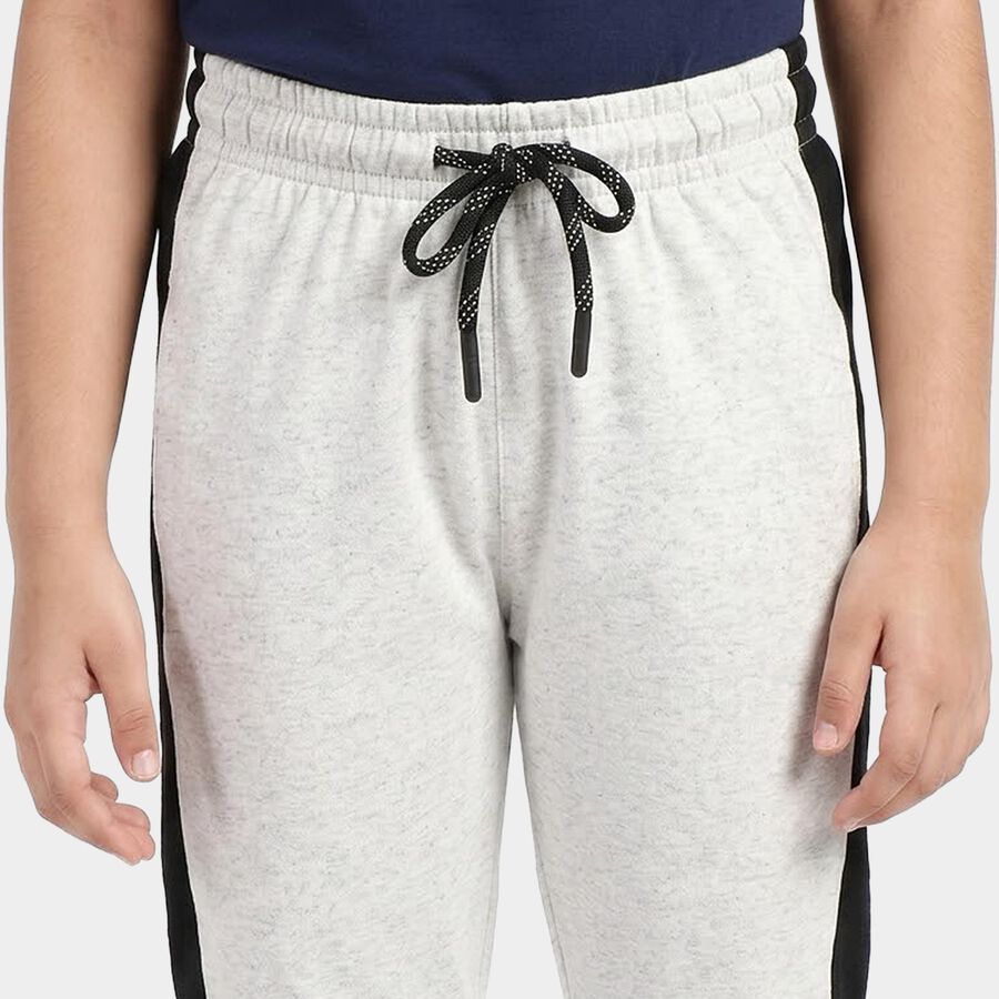 Boys Ecru Melange Jogger Graphic Printed Pyjama, एक्रू मिश्रित, large