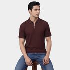 Men's Rust Polo Neck Casual Half Sleeve T-Shirt, Rust, small