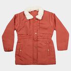 Girls' Pink Fur Collar Puffer Jacket, Pink, small