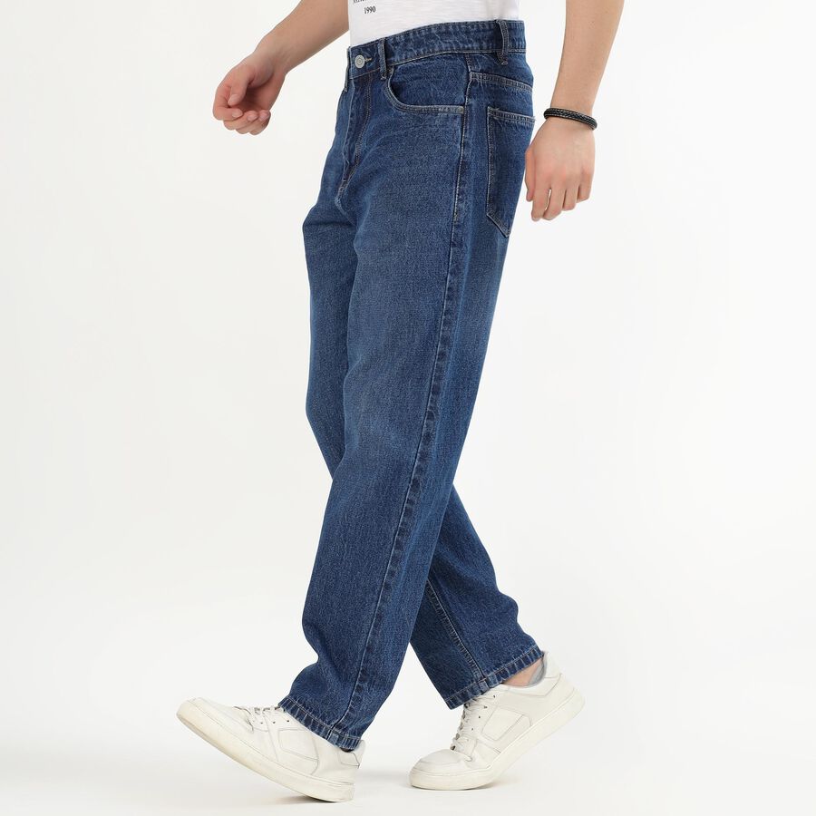 Men's 100% Cotton Jeans, मध्यम नीला, large image number null