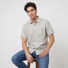 Men's Charcoal Cotton Floral Regular Fit Casual Shirt, चारकोल, small