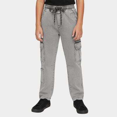 Boys' Faded Grey Relaxed Fit Cargo Jeans
