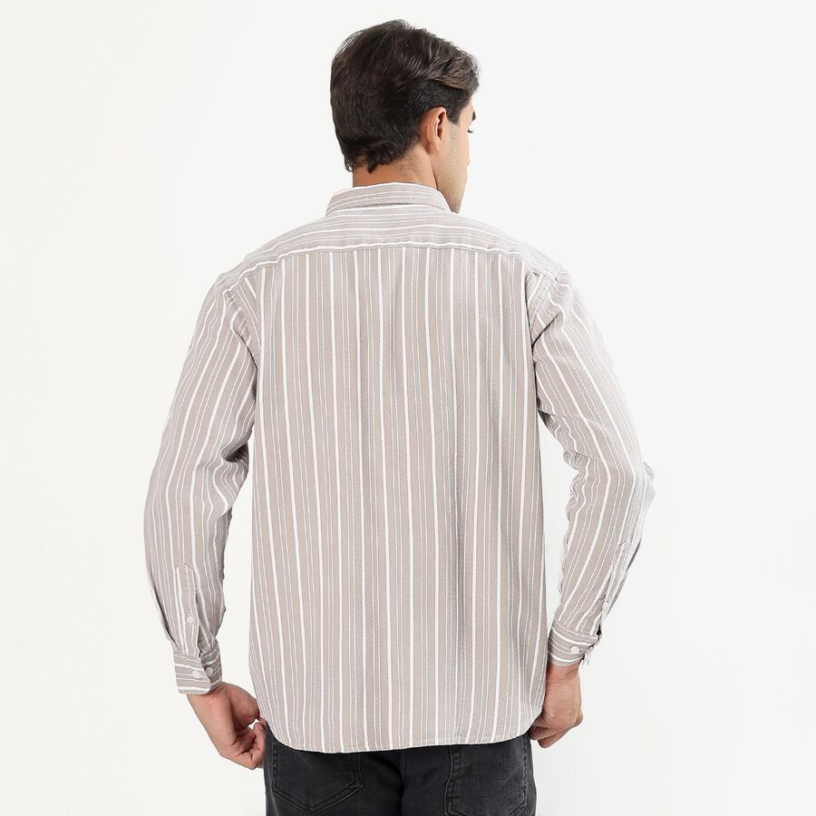 Men's Khaki Cotton Classic Slim Fit Casual Shirt, Khaki, large image number null