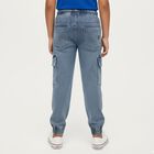 Boys' Stonewashed Blue Cargo Fit Jogger Jeans, हल्का नीला, small image number null