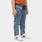 Boys Light Blue Jogger Fit Washed Jeans, मध्यम नीला, small