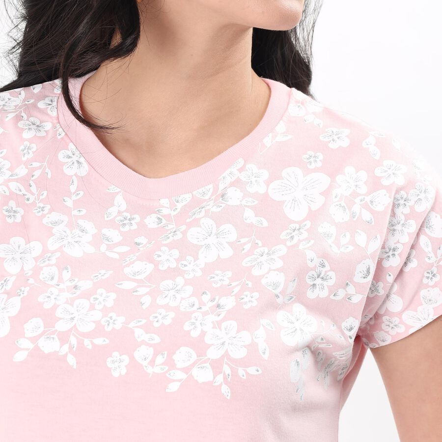 Ladies' Round Neck T-Shirt, हल्का गुलाबी, large image number null