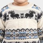 Infants' Cream Crew Neck Printed Pullover, ऑफ व्हाइट, small