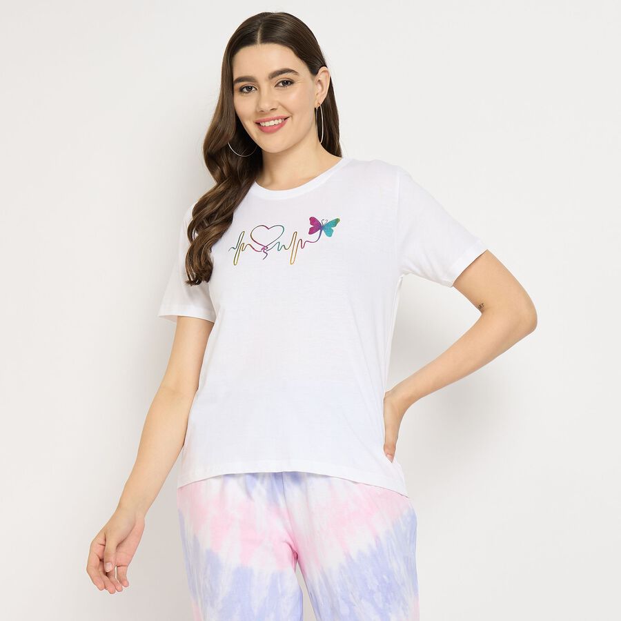 Ladies' 100% Cotton Round Neck T-Shirt, White, large image number null
