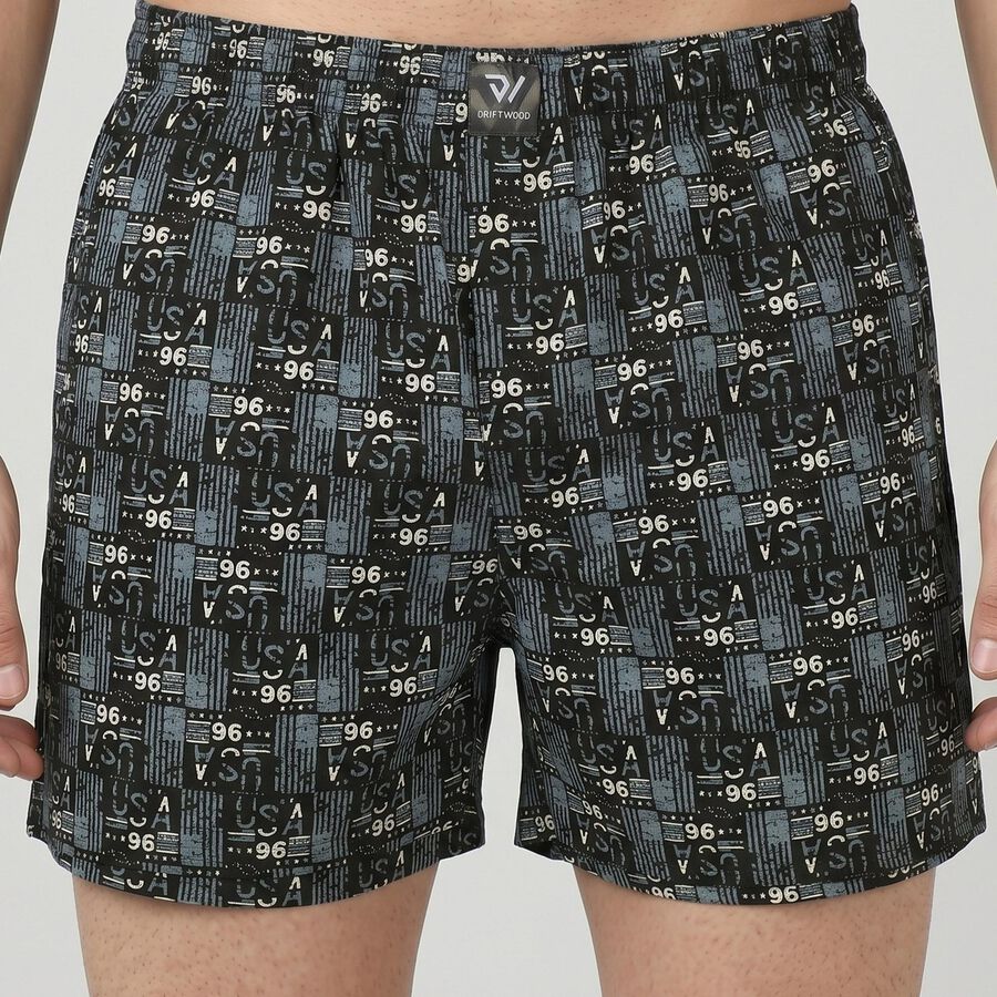 Men's Black Regular Fit Solid Boxers, काला, large