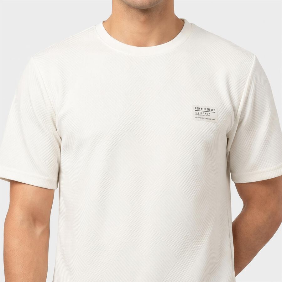 Men's White Crew Neck Regular Drifit T-Shirt, ऑफ व्हाइट, large