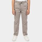Boys Grey Straight Fit Drawstring Waist Trousers, हल्का ग्रे, small
