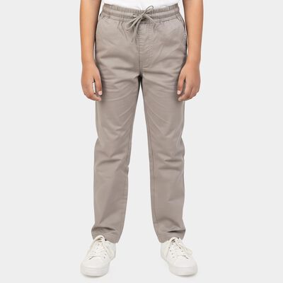 Boys Grey Straight Fit Drawstring Waist Trousers
