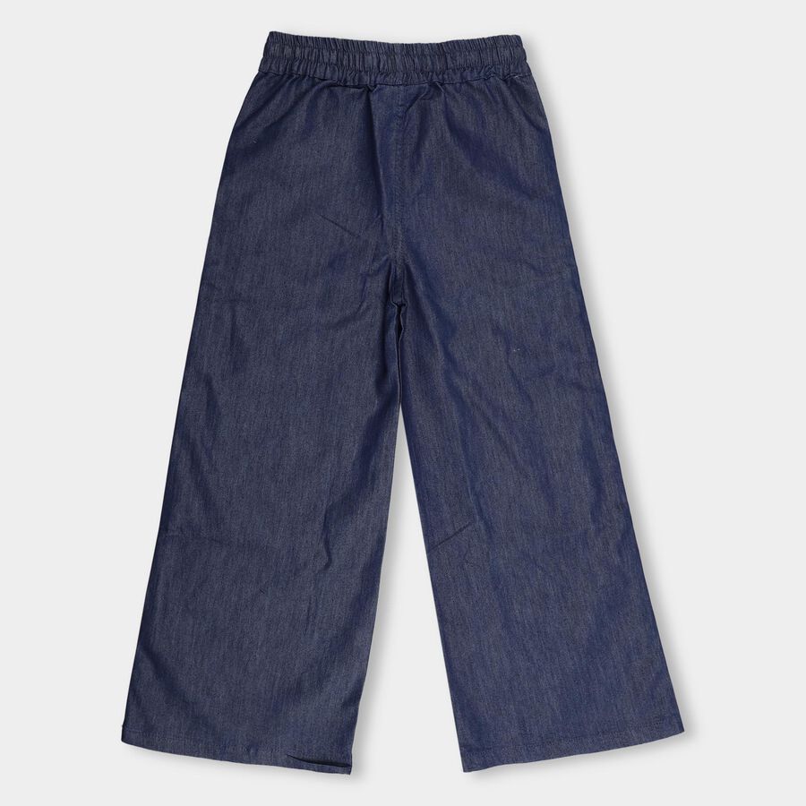 Girls' Deep Indigo Wide Leg Pull-Up Jeans, Dark Blue, large image number null