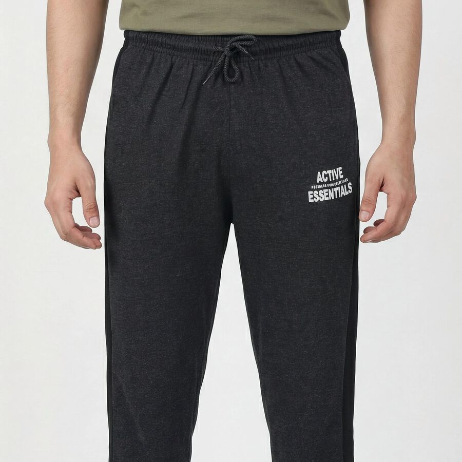 Men's Grey Relaxed Fit Track Pants, गहरा ग्रे, large