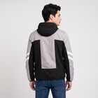 Men's Grey Hooded Windbreaker Jacket, हल्का ग्रे, small