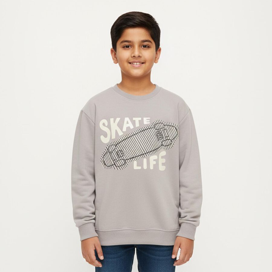 Boys' Sweatshirt, हल्का ग्रे, large image number null