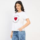 Ladies' 100% Cotton Round Neck T-Shirt, सफ़ेद, small
