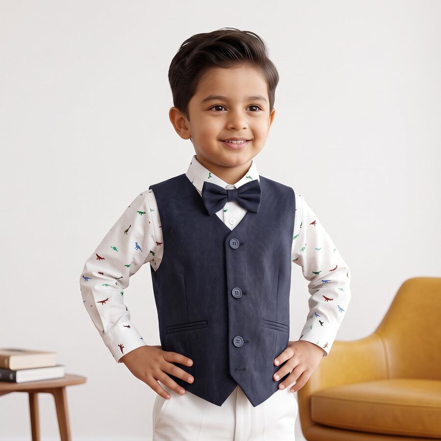Boys White Cotton Shirt, White, large