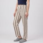 Women's Brown Straight Fit Striped Lounge Pyjama, Brown, small