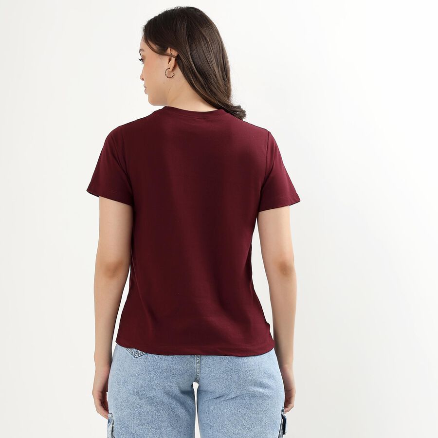Ladies' Round Neck T-Shirt, Wine, large image number null