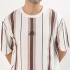 Men's Beige and Brown Round Neck Casual T-Shirt, गहरा पीला, small